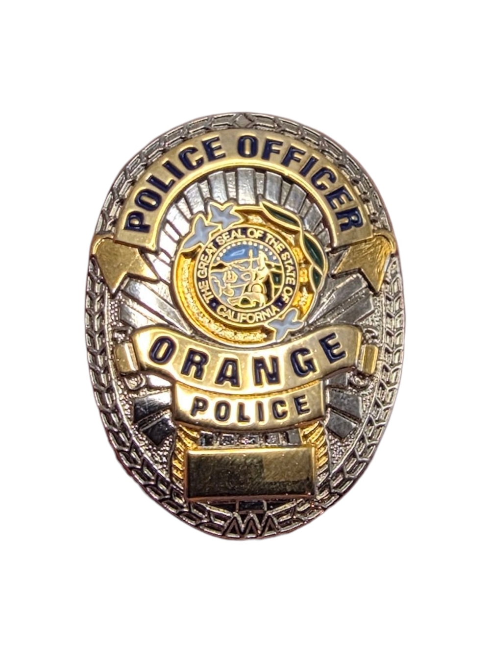 Orange Police Officer Badge - Gold & Silver